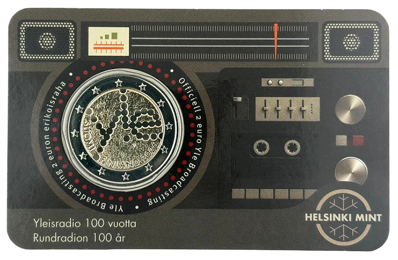 Otra imagen de 2 euros conmemorativa 100 años de radiodifusión finlandesa (Yleisradio)